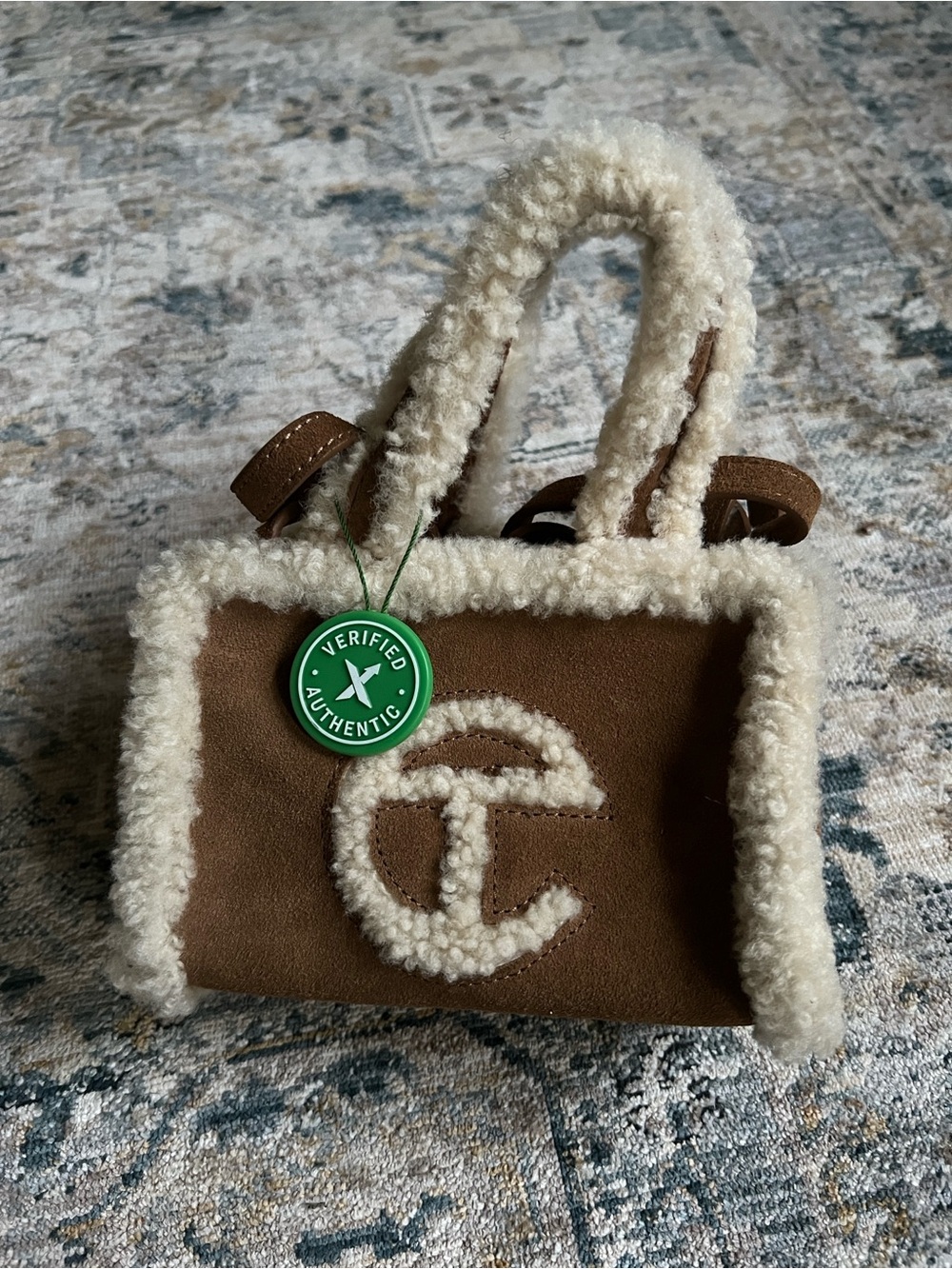 Shearling Trim Brown Suede mini Bag